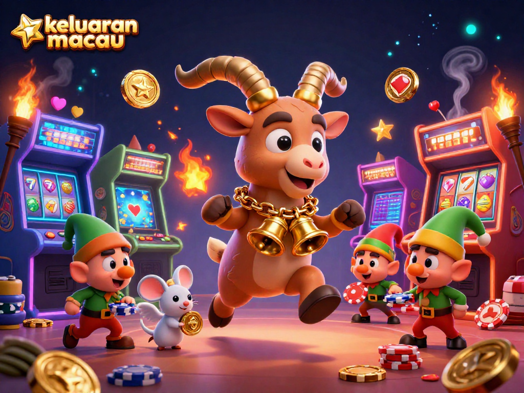 Experience the thrill of keluaran macau with a chaotic casino scene featuring whimsical characters and vibrant game elements.