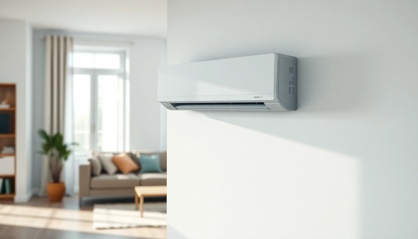 Install mini split ac in a bright living room setting, showcasing modern home comfort.