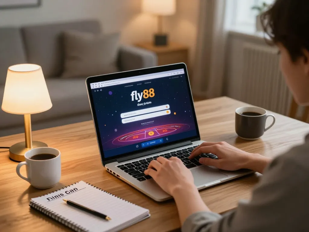 Using the fly88 đăng nhập screen for online casino gaming in a cozy home environment