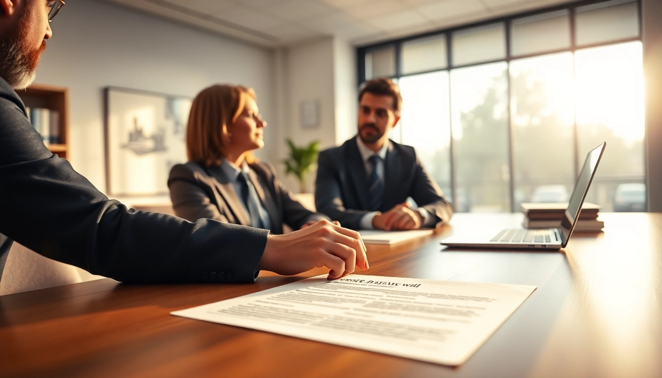 Estate Planning consultation with a professional legal adviser in a bright office.