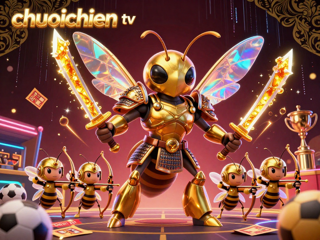Engage with chuoichien tv in a vibrant sports betting scene featuring dynamic football elements and rich 3D characters.