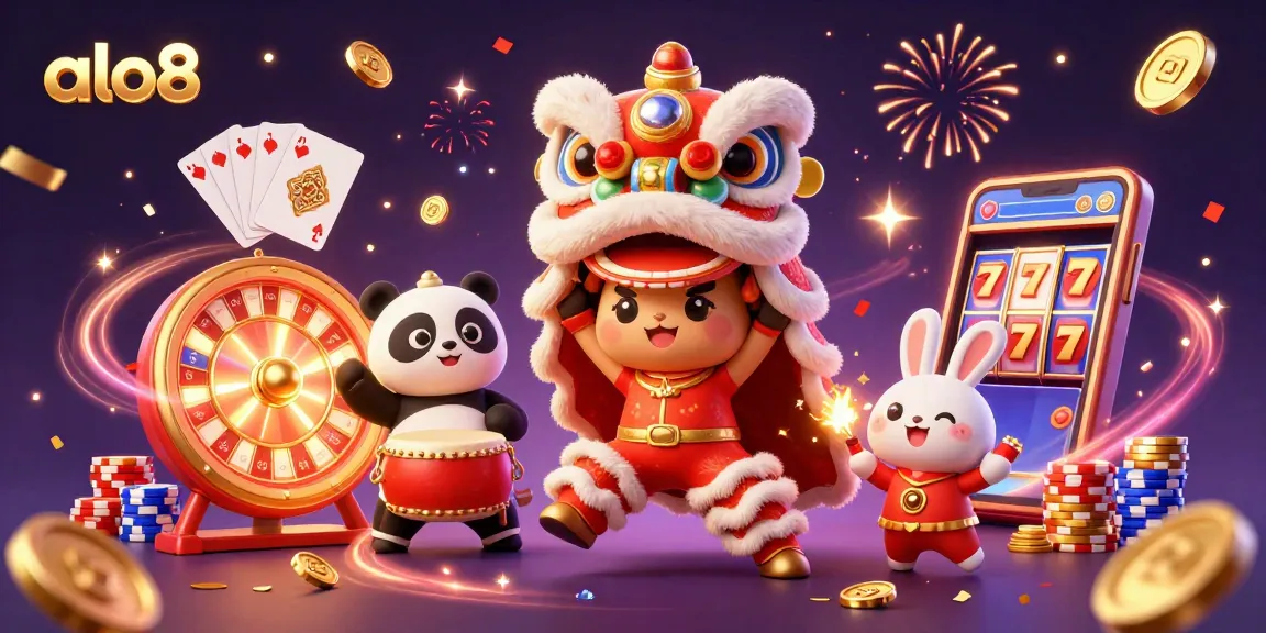 Engage with casino adventures at alo8, featuring vibrant lion dance and dynamic gaming elements.