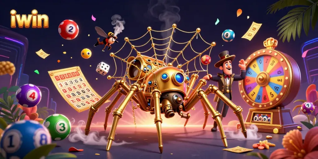 Engage in iwin-themed lottery fun with vibrant characters and dynamic game elements.