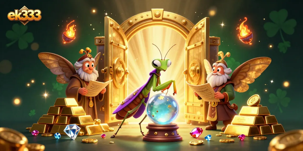Engage with the ek333 fortune teller in a mystical casino setting full of treasures and magical elements.