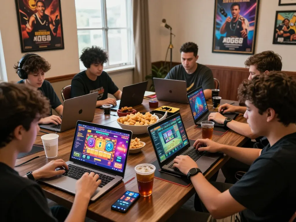 Engaged players enjoying diverse games on nhà cái KO66's platform, showcasing vibrant graphics and interactive atmosphere.