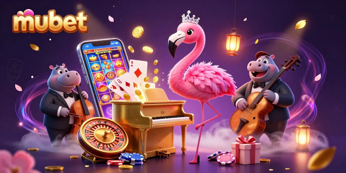 Engage with the exciting world of mubet and spinning slots in this vibrant casino illustration.