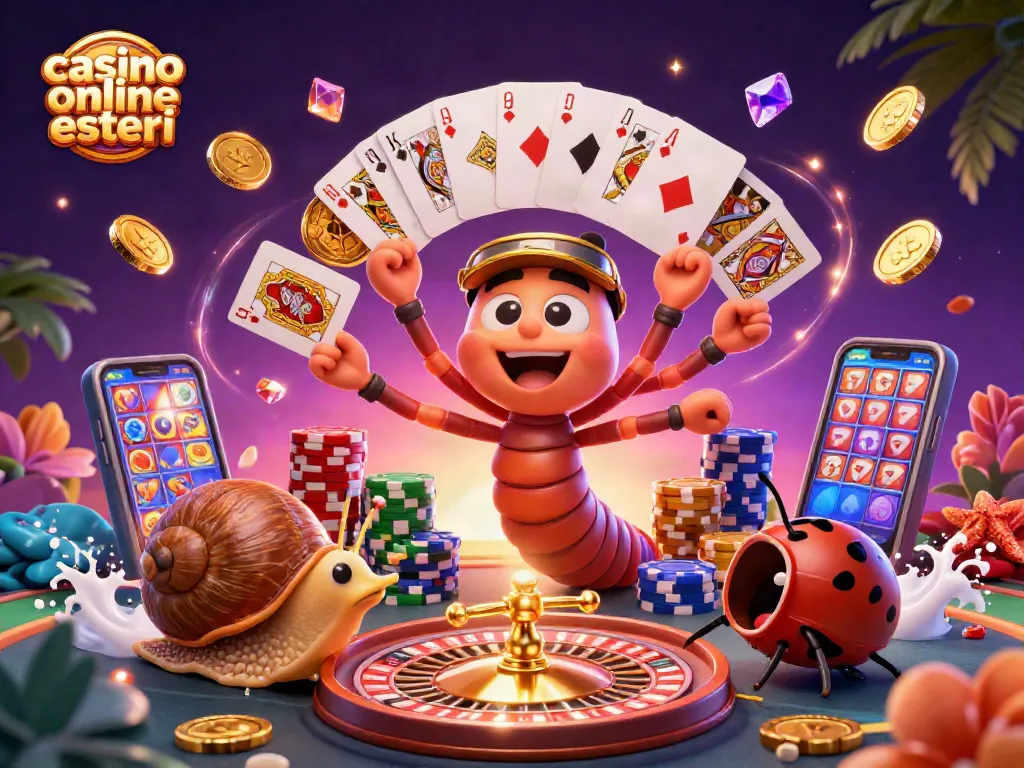 Gioca nei migliori casinò online esteri con un dealer millipede che distribuisce carte e un alto rullo lumaca.