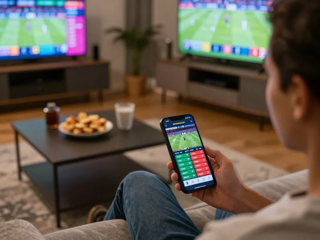 Xoilac users engaged in sports betting excitedly reviewing live odds on their smartphone.