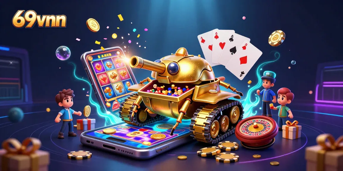 Experience the unique 69vnn casino adventure with a lively golden beetle tank and slot games!