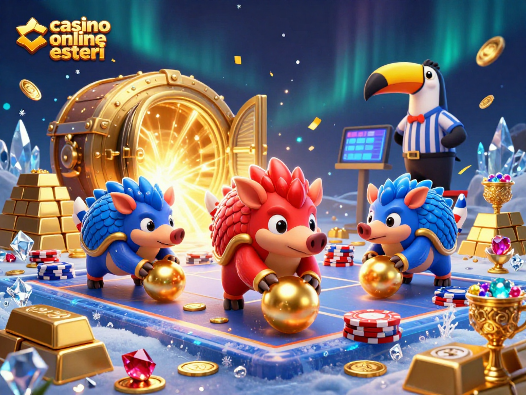 Gioca a casino online esteri con pangolini rivali in un'illustrazione vibrante