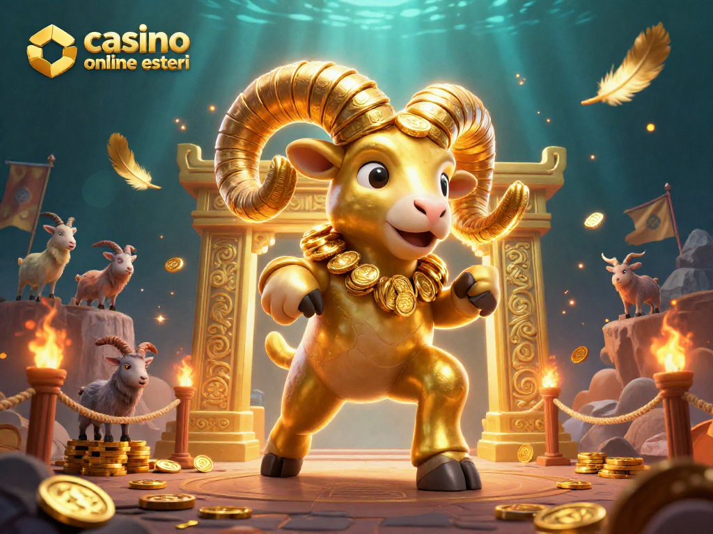 I giocatori si sfidano nel casino online esteri con un'arena dorata e simboli dell'azzardo vibranti.