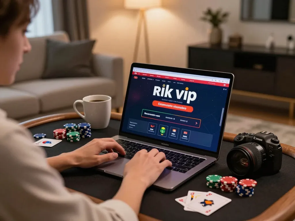 Engaged player exploring the rik vip online casino gaming experience at home, showcasing relaxed atmosphere.