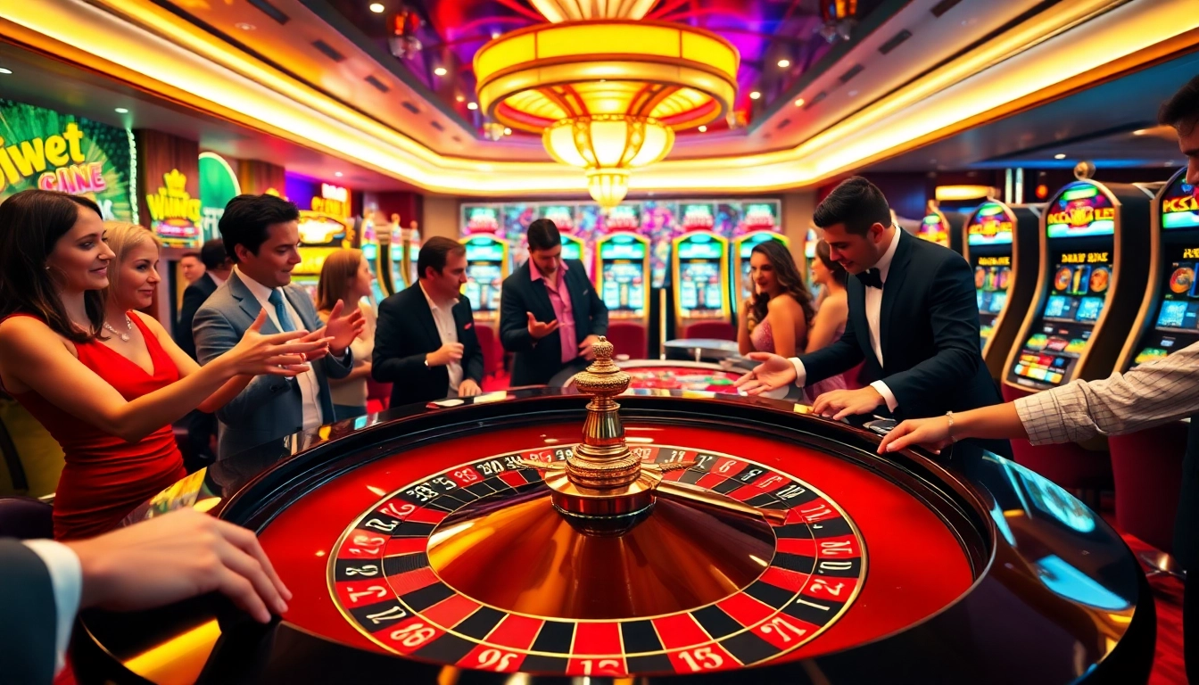 Masuk ke QQWIN4D LOGIN dengan antusias pemain di kasino yang ramai.