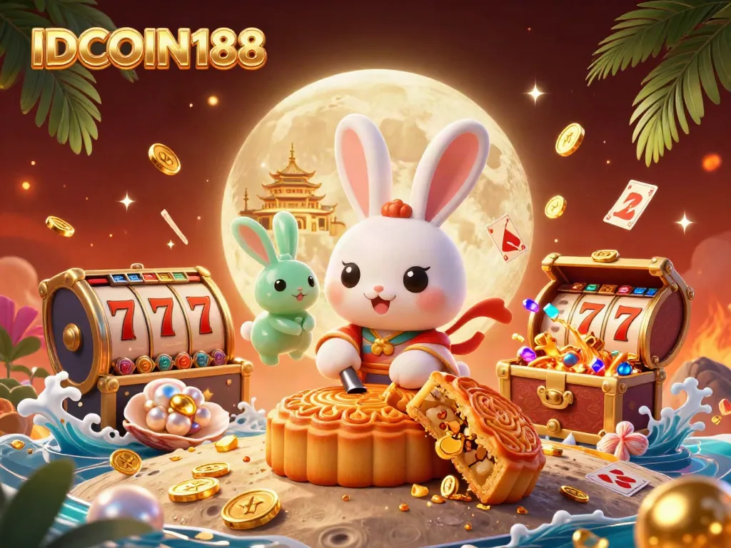 IDCOIN188 players enjoy a vibrant online gaming experience with slot reels, colorful elements, and enchanting visuals.