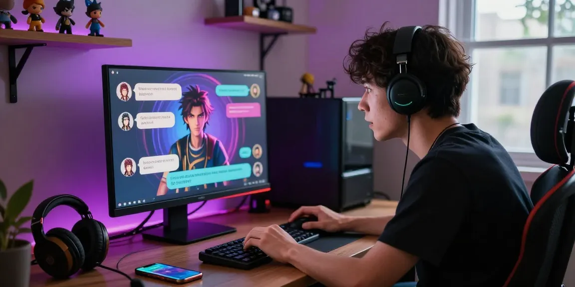 Engaging character AI NSFW chat experience featuring vibrant dialogue on screen.