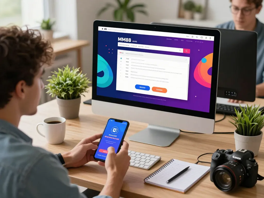 MM88 đăng ký - User-friendly atmosphere for online gaming registration with engaging graphics and interactive elements.
