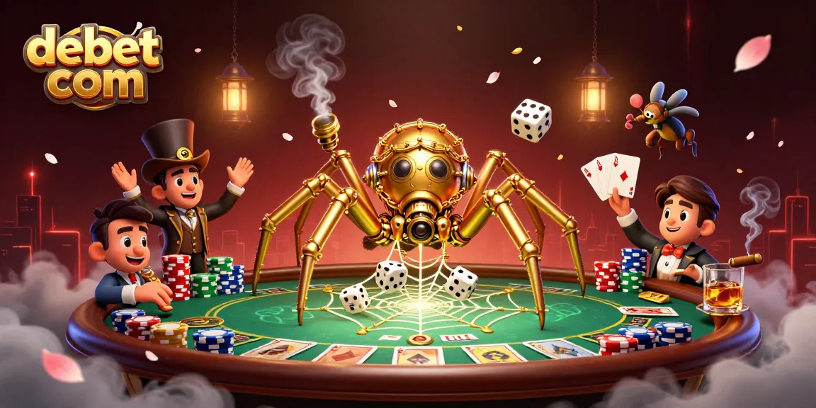 Engage with debet com's thrilling poker scene featuring steampunk elements and rich casino visuals.