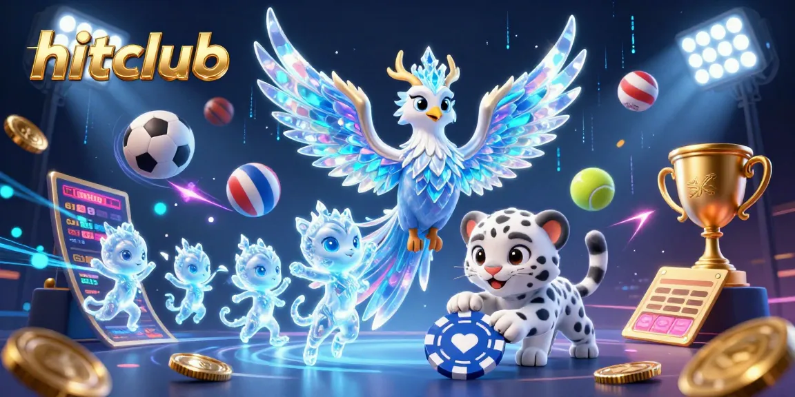 Join the hitclub with this vibrant depiction of gaming excitement, featuring unique characters and elements.