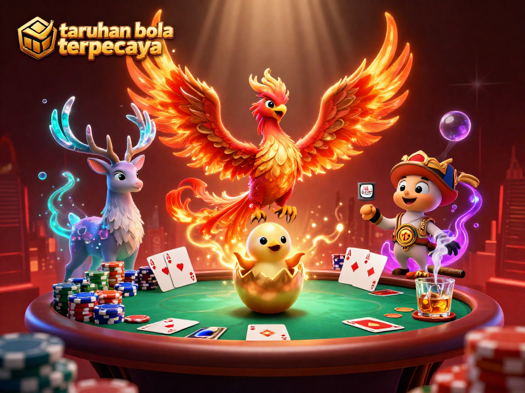 Bet on taruhan bola terpercaya with a vibrant visual of sports betting excitement and dynamic characters.