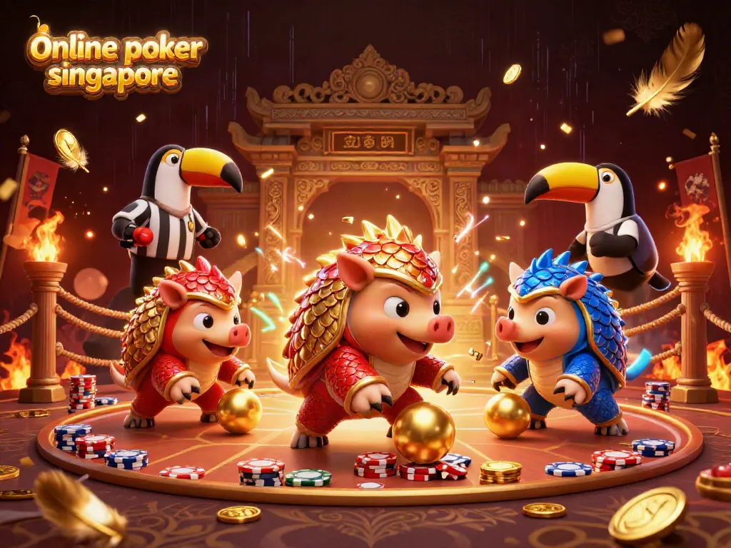 Engage in thrilling online poker singapore action with vibrant pangolins amidst exciting game elements.