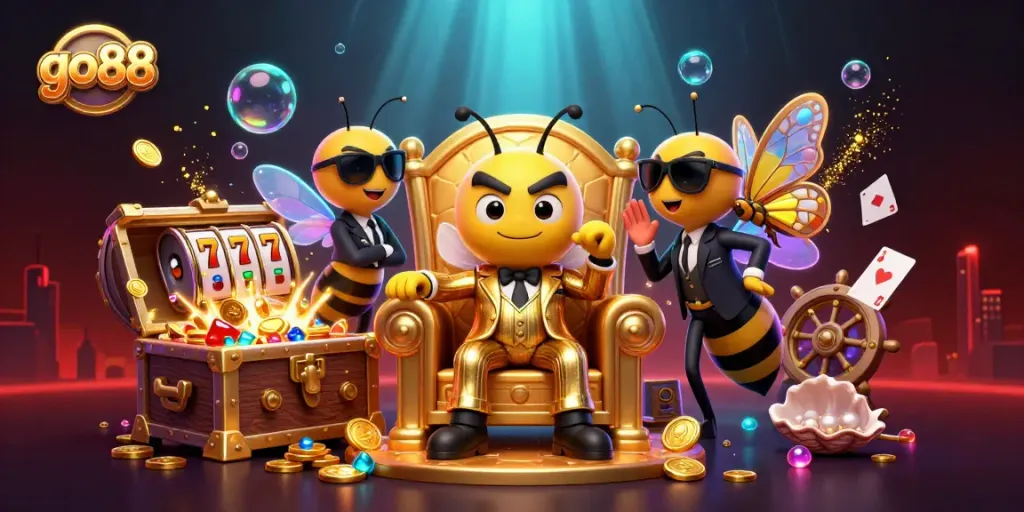 Bet big with go88 in a vibrant 3D casino full of treasures and action.