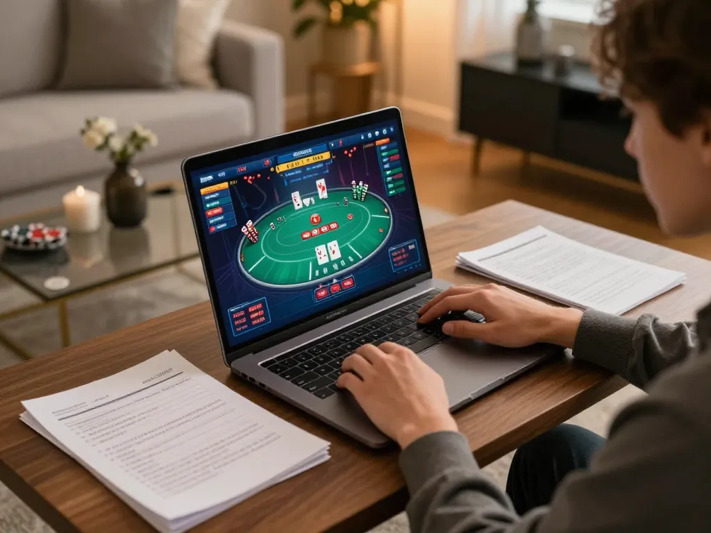Engaged player explores Trang chủ gk88 on modern laptop, emphasizing online gaming excitement and strategy