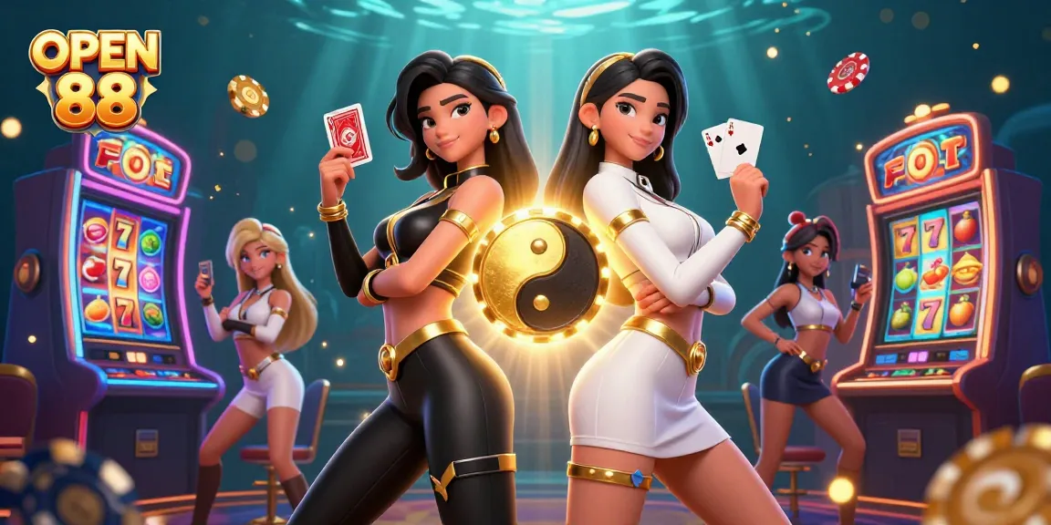 Experience thrilling gameplay with OPEN 88 showcasing twin champions in a dynamic casino setting.