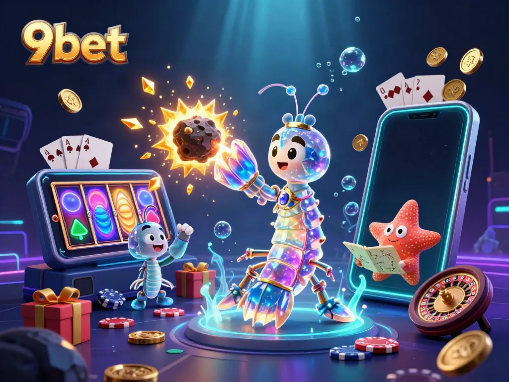 Join the excitement at 9bet as you slice through asteroids and collect coins in this dynamic gambling scene.