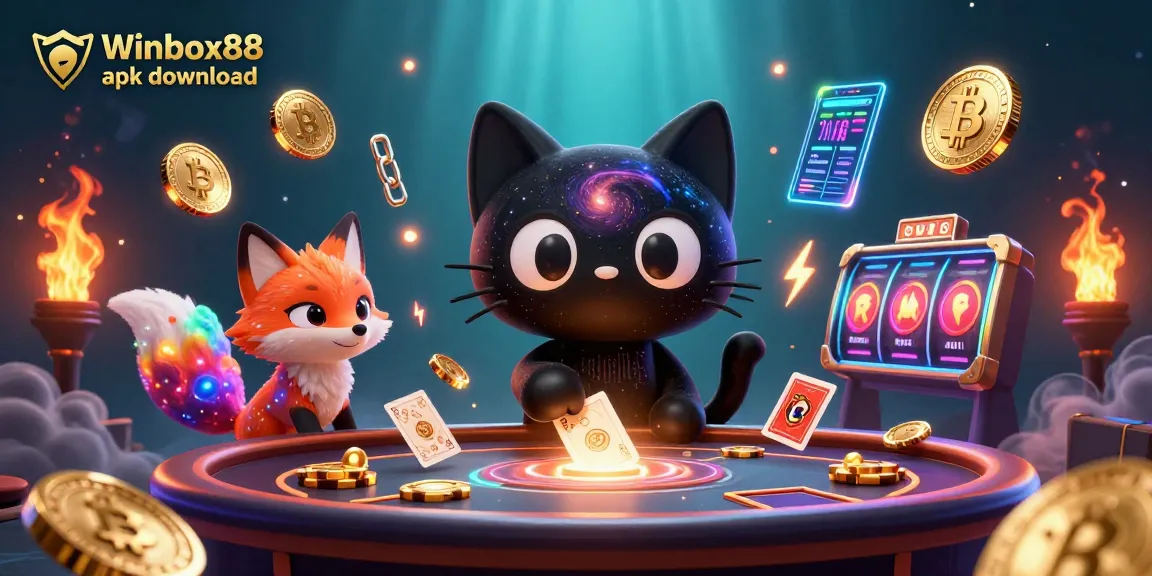 Engage with exciting gaming through the Winbox88 apk download, featuring a vibrant cosmic casino scene.