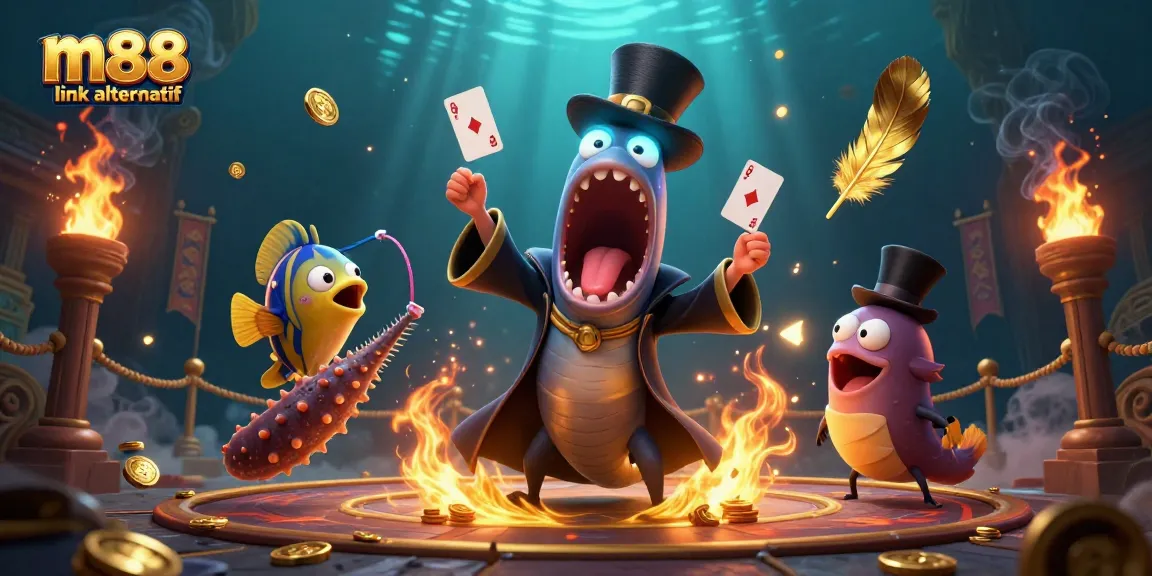 Engage in thrilling magic with the m88 link alternatif as a bioluminescent eel performs card tricks.