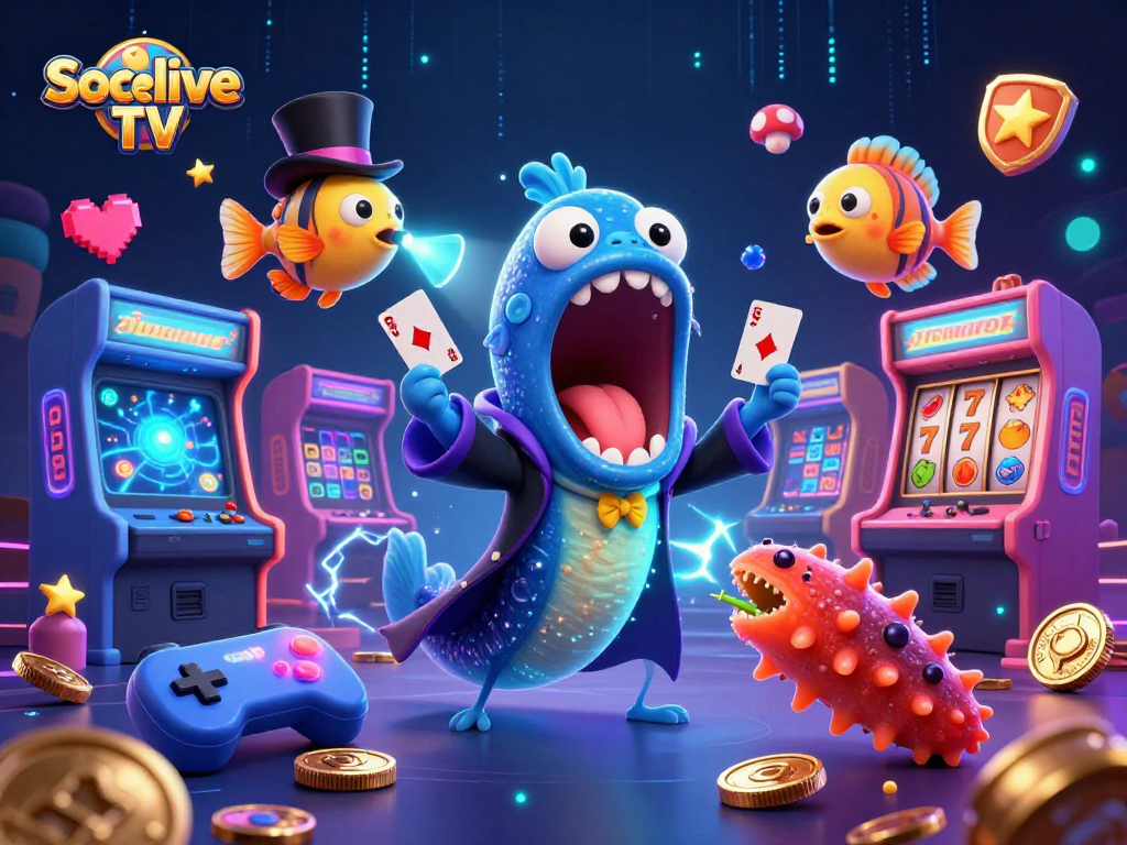 Socolive TV brings excitement with a magical underwater casino scene featuring vibrant characters and gaming elements.