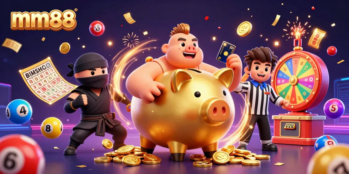 Experience mm88’s thrilling casino action with vibrant visuals of games, winnings, and rewards.