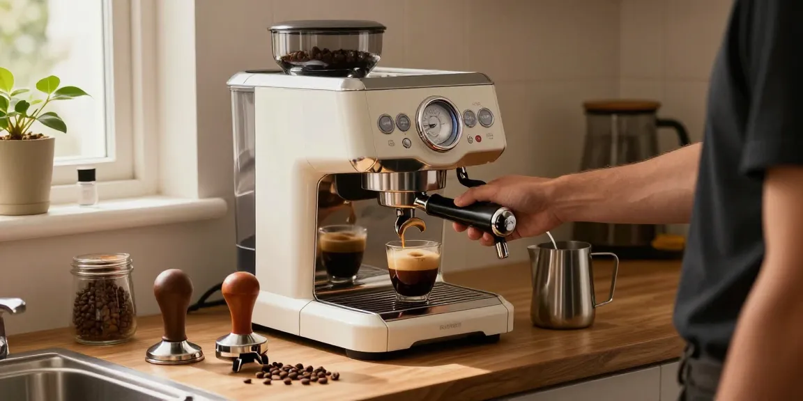 Rokok88 espresso machine making rich coffee at home café setup.