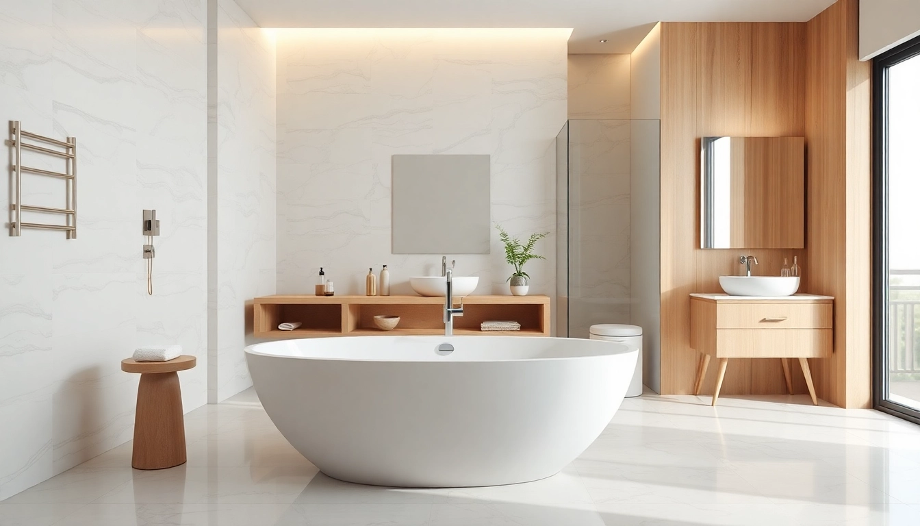 Hochwertige Sonni Sanitärprodukte in modernem Badezimmerdesign ansprechend inszeniert.
