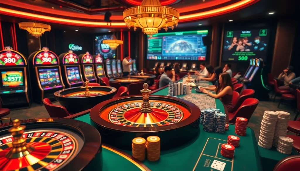 Engaging scene of gamblers at nhà cái tg88, showcasing vibrant digital casino action.