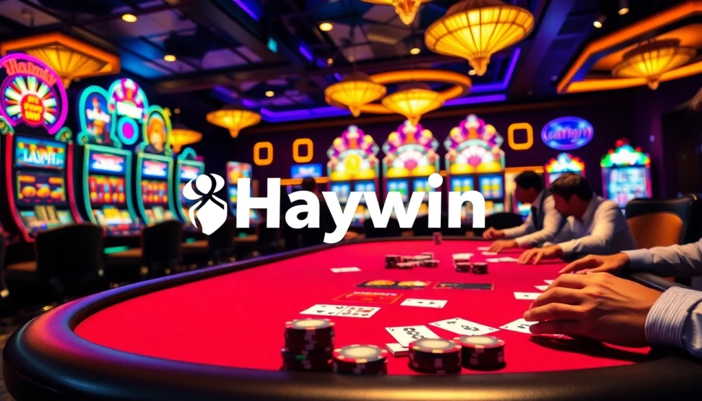 Experience the thrill of gambling at Haywin's luxurious casino tables with vibrant poker action.
