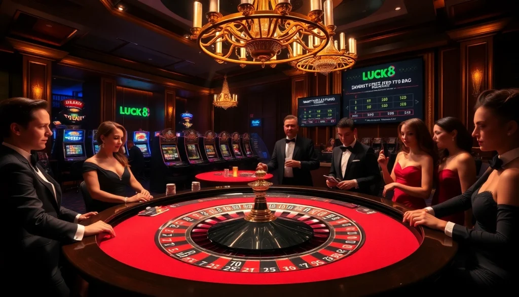 Engaging casino scene capturing a thrilling moment at Luck8 roulette table.