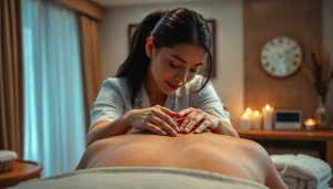 편안한 분위기의 조용한 호텔에서 평택출장마사지를 체험하는 모습