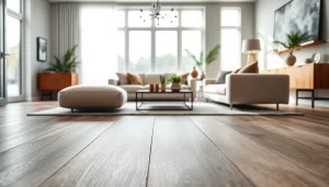 Installation of luxury vinyl flooring near me in a modern living room setting.