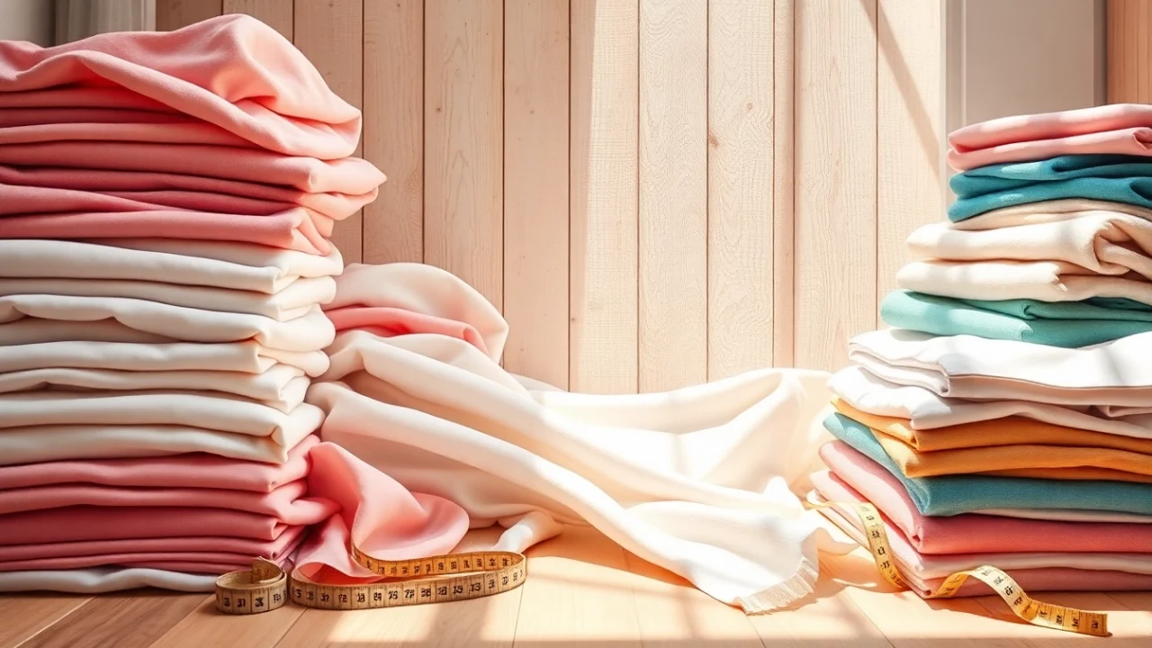 Bekijk mooie 100% katoen stoffen in een kleurrijke presentatie met verschillende texturen en patronen.