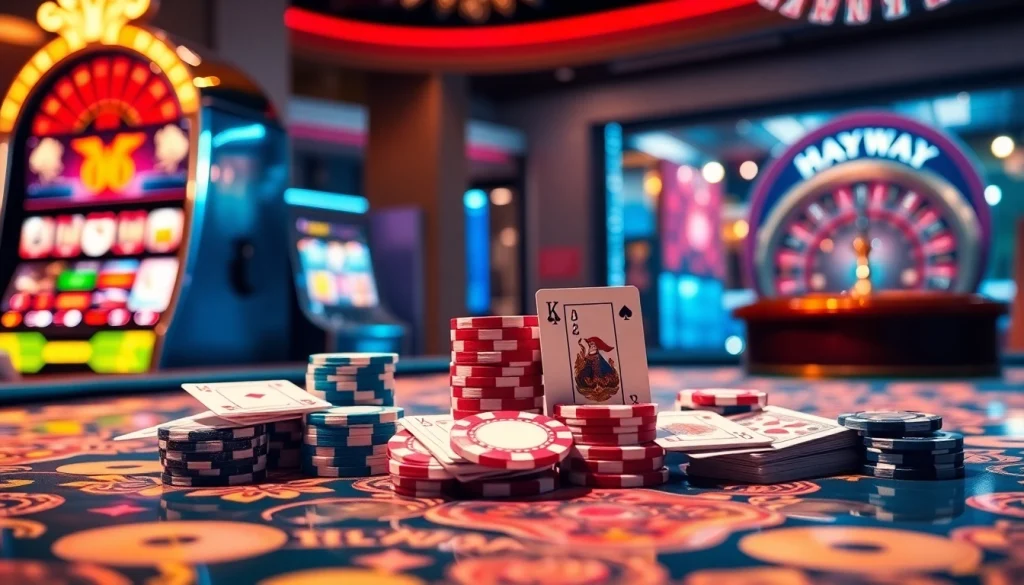 Experience thrilling gambling at Haywin with vibrant casino tables and captivating slot machines.