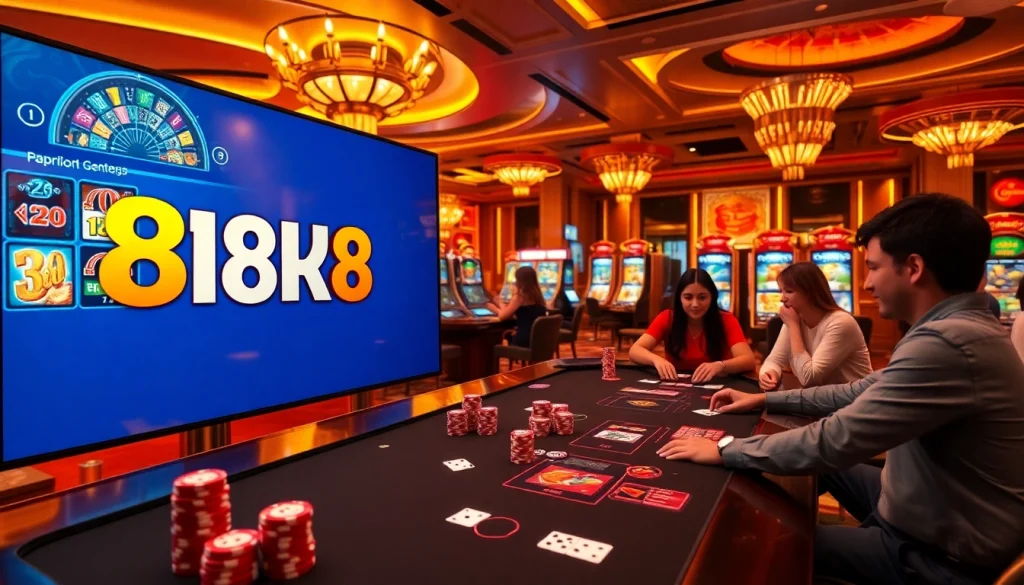 8k8 players enjoying an exciting poker game at a luxurious online casino