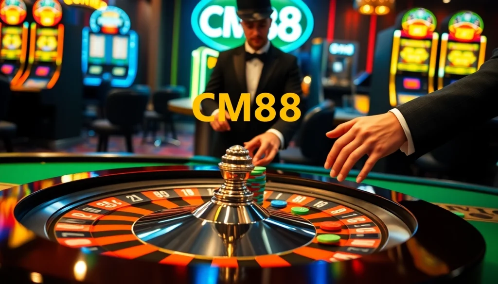 Experience the thrill of gambling at CM88 casino with a spirited roulette game and vibrant poker action.